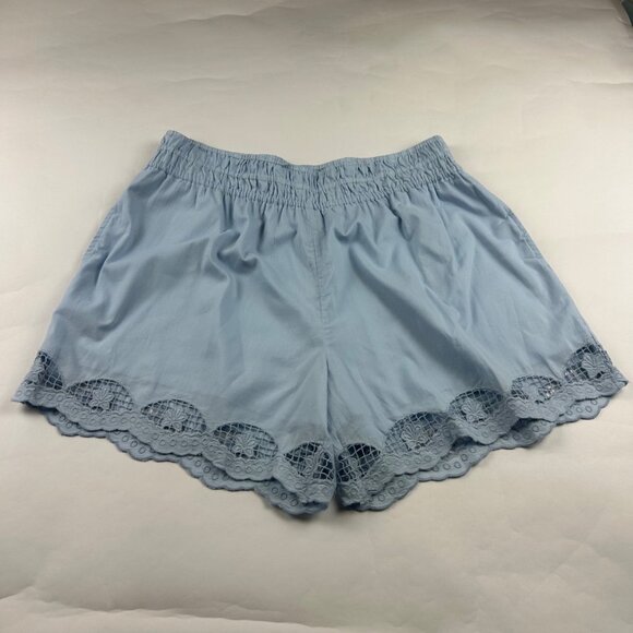 Treasure & Bond Pants - Treasure & Bond Light Blue Canvas Eyelet Trim Pull On Shorts L